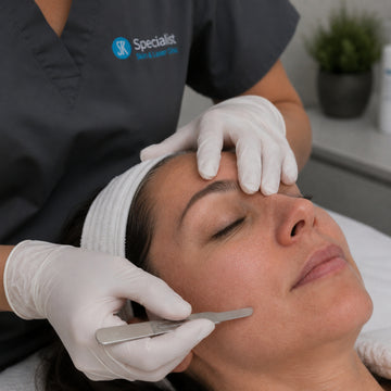 Dermaplaning facial treatment performed by a skin therapist at Specialist Skin & Laser Clinics