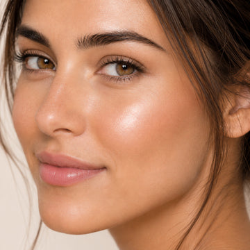 Close-up of a woman's face with a soft focus on her skin