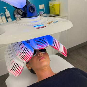 Client receiving Healite II LED light therapy treatment at Specialist Skin & Laser Clinics
